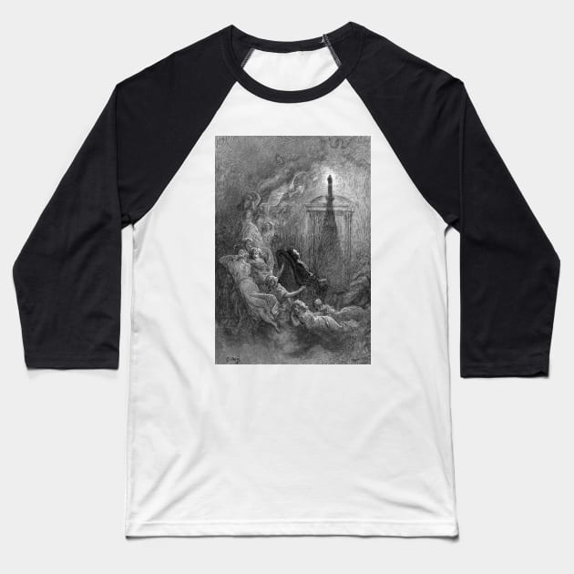 The Raven - Gustave Dore Baseball T-Shirt by forgottenbeauty